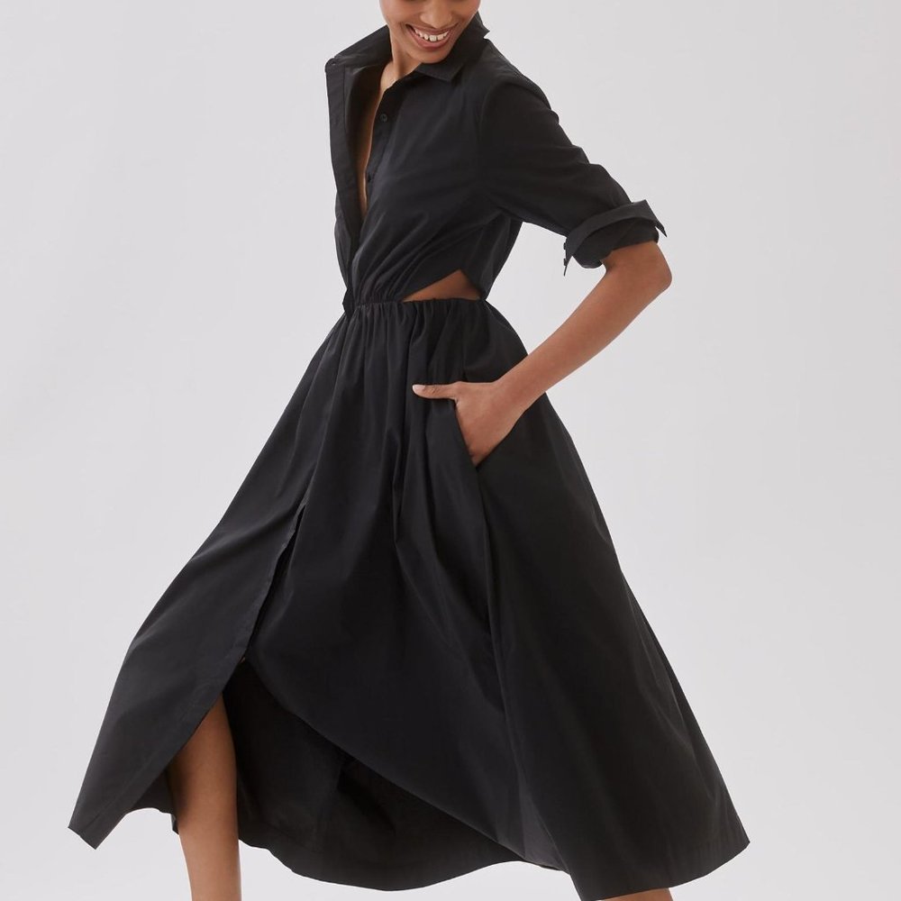 Anthropologie Black Cut-Out Midi Dress